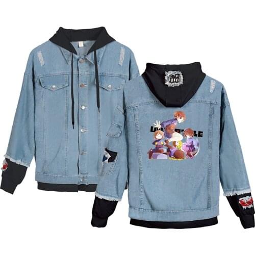 Streetwear Plus Size Womens hip-hop hoodie denim clothing Undertale hoodie casual stitching K-pop Oversized tops