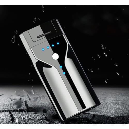 Flash sale Wholesale USB Pulse Cigarette Vehicle Computer Cross Double Arc Power Display Rechargeable Fingerprint Sensor Lighter