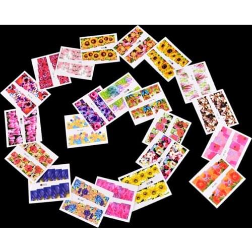 High Quality 50 Sheets Summer Nail Art Designs Water Transfer Wraps Nail Sticker New Flower Tips Nail Decals Tools