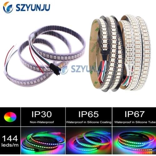WS2812 WS2812B 1M 2M DC5V 144leds/m Full Color LED Pixel Strip Built-in 2812 Chip 5050 Dream Color RGB LED Diode Ribbon lamp