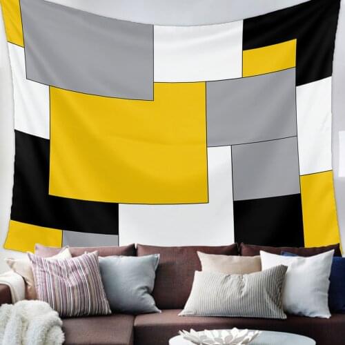 Yellow Mosaic Color Abstract Art Tapestry Wall Hanging Living Room Decor Wall Hanging Tapestry Yoga Mat Home Decor Art