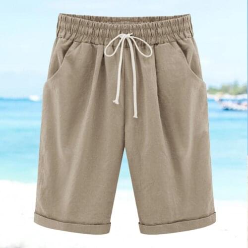 Ladies Leisure Shorts Drawstring Pocket Solid Color Minimalist Women Casual Shorts Plus Size Summer Clothing vetement femme 2021