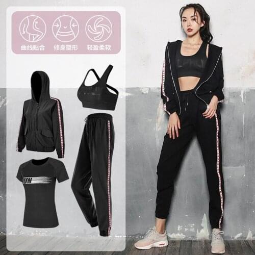 Yoga Womens Long-sleeved Set Autumn/winter Casual Sweatpants Quick Dry Top Four-piece Set Korean Version Yoga Set Wholesale