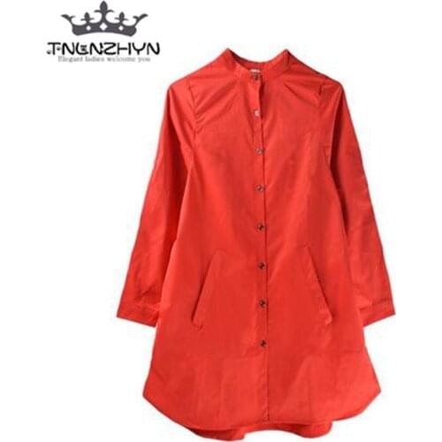 Tnlnzhyn 2019 Spring Summer Women trench coat ladies Long sleeves Solid Colour trench coat medium long Outerwear Coats Y224
