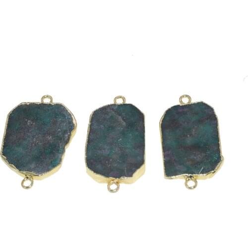 Gold Plating Slice Raw crystal stone connector for women jewelry making 2020 big natural slab druzy zoisite gem healing pendant
