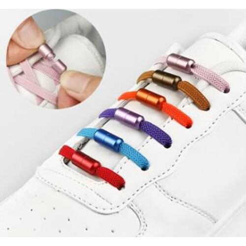 1Pair New Aluminum Metal Lock Shoelaces Elastic Shoe Laces No Tie Shoelace With 2pcs Metal Buckle