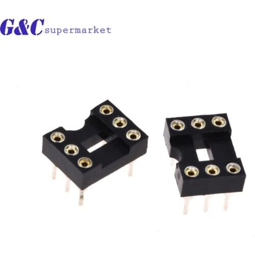 10 / 20PCS round hole 6 pin pitch 2.54mm DIP IC socket adapter electronics compatible board tantalum capacitor