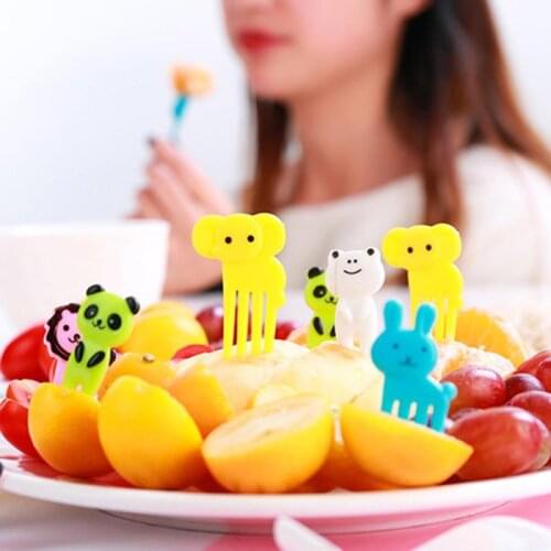 10 Pcs Cute Animal Farm Fruit Fork Pass Children Snacks Dessert Food Fruit Fork Party Decoration Lunch Accessories Kitchenware