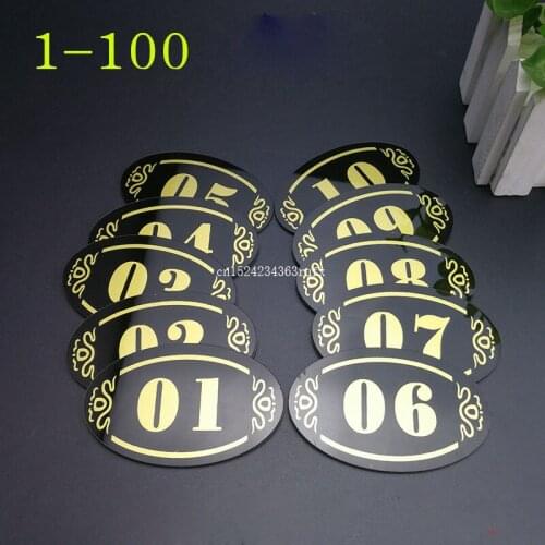 100pcs Door Table Sign Acrylic Store Hotel Adhesive Plate Storage Cabinet Shelf Number Sign Sticker Party DIY Decoration