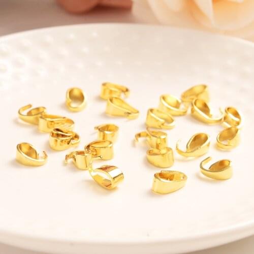 100pcs/lot gold plated Pendant NecklaceBuckle Clasp Connectors, Pinch Clip Bail Pendant Hooks DIY Jewelry Findings Accessories