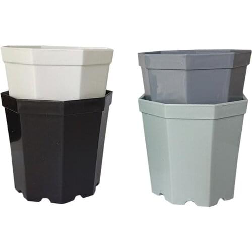 12 Pieces Garden Flower Pot Home Plant Bonsai Plastic Pot Modern Octagon Decorative Pots Office Desk Succulent Planter Mix Color