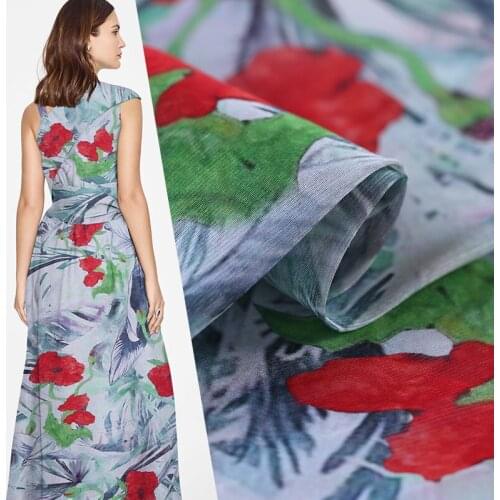 140cm digital printed silk linen fabric dress cheongsam chinese silk fabric natural linen fabric wholesale linen cloth