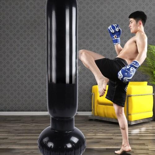 160cm Inflatable Boxing Punching Bag Inflatable Free-Stand Tumbler Muay Thai Training Pressure Relief Vertical Boxing Column