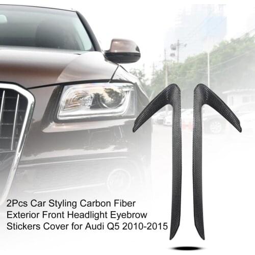 2Pcs Car Styling Carbon Fiber Exterior Front Headlight Eyebrow Stickers Cover for Audi Q5 2010-2015