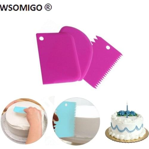 3PCs/Set Silicone Spatula Dessert Tools Cake Kitchen Accessories Pastry Dough Cutter Cake Slicer Baking Pasty Scraper Blade -S