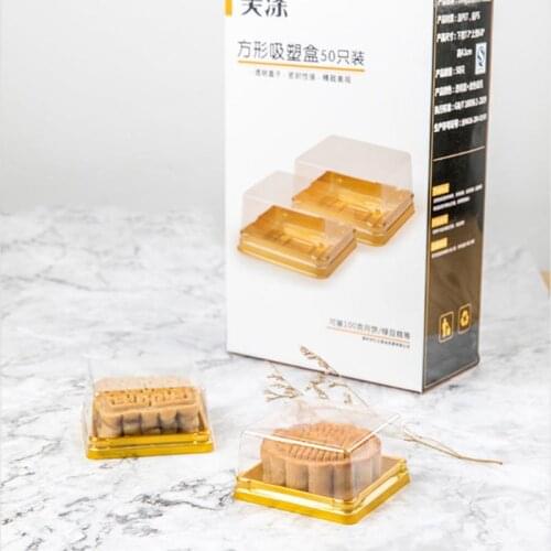 50pcs 63/100g Square Moon Cake Trays Mooncake Package Box Container Holder Mid-autumn Festival Gift