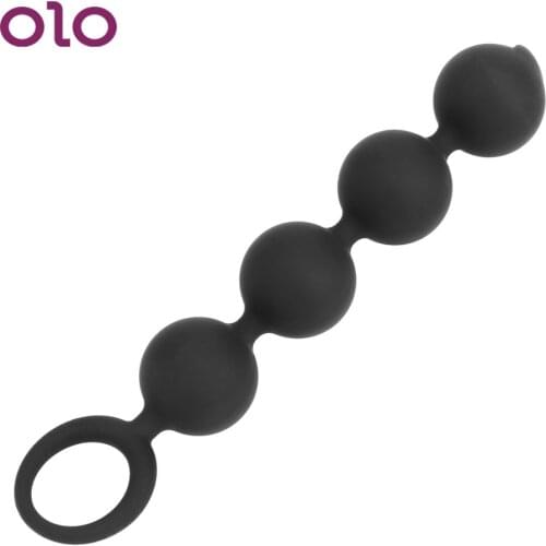 OLO Long Anal Beads 4 Balls Anal Plug Butt Plug Erotic with Pull Ring Silicone Sex Toys for Women Men Prostate Massage