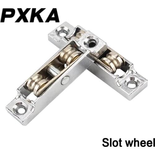 Free shipping 4pcs plastic steel double groove wheel sliding window glass door adjustable double roller 80/88