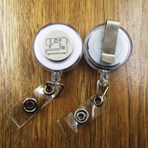 Sewing Machine ID Badge Reel gift for him/her friend family retractable recoil id badge holder work fun