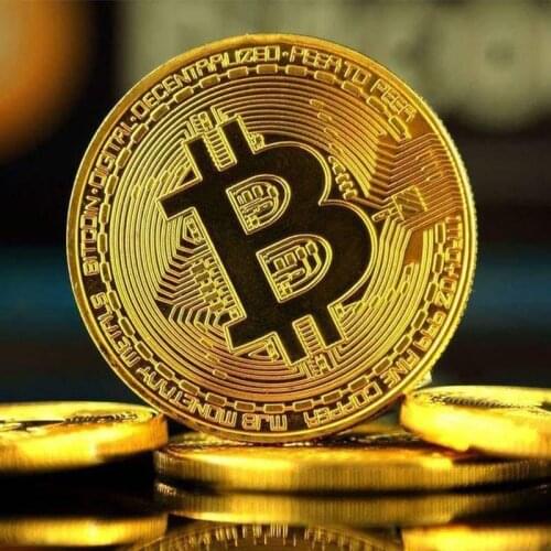 BITCoin Art Collection Gold Plated Physical Bitcoins Bitcoin BTC with Case Gifts Physical Metal Antique Imitation Silver Coin