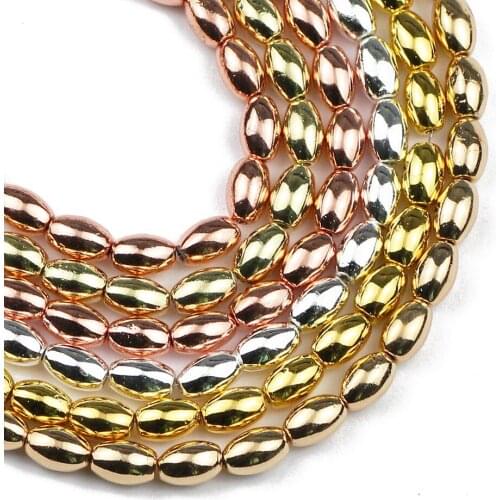YHBZRET 8X5mm Gold Silvers Hematite Natural Stone Bead Oval Shape Loose Spacer Beads For Jewelry Making Diy bracelet Accessories
