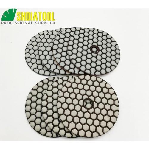 SHDIATOOL 10sets 4inch Dry Diamond Polishing Pads(7pcs/set) 70pcs DIA100MM Resin Bond Diamond Flexible Polishing Pads