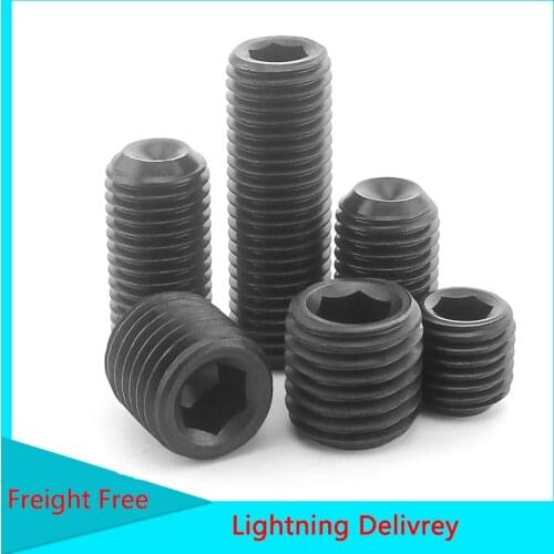 DIN916 Socket Head Socket Set Screw with Recessed End Base/Machine/Top Thread Headless Screw M8-M12 5PCS