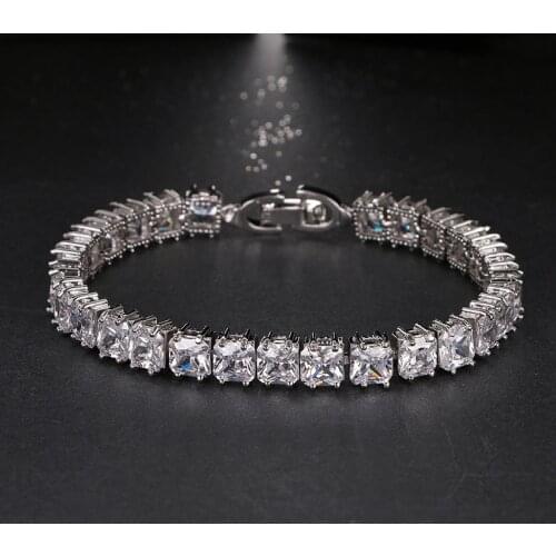 Ekopdee New Arrival Zircon Tennis Bracelet Bangle For Women Crystal Chain Cubic Zirconia Hip Hop Bracelets Female Jewelry 2021