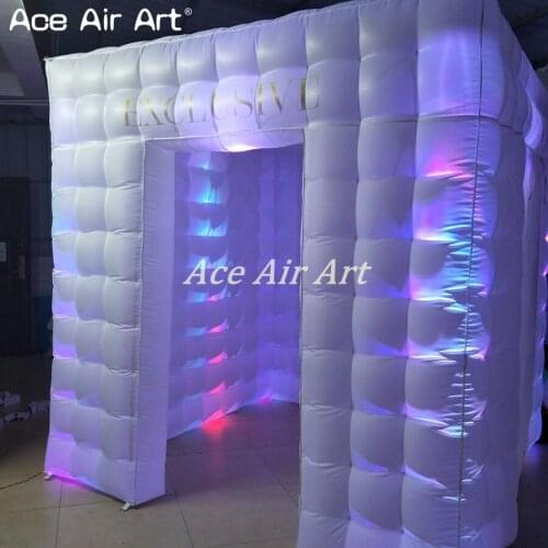 Exclusive white inflatable led photo party cabin,Vip photo room enclosure trade show cabinet kiosk rental