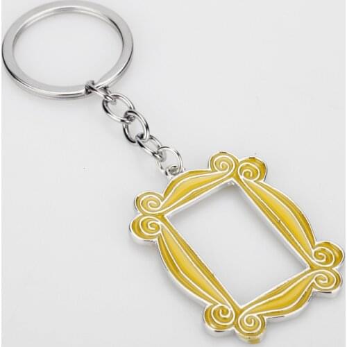 Enamel Tv Show Friends Gold Color Photo Frame Logo Keychain Car Pendants High Quality For Best Friend Key Chain Accessories