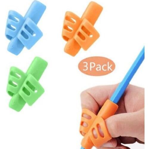 EZONE 3PCS Kids Handwriting Writing Aid Kids Handwriting Corrector Pencil Grips Finger Correction tool Grip Random Color