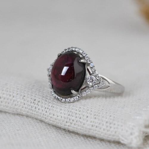 FNJ 925 Silver Ring for Women Jewelry 100% Original Pure S925 Sterling Silver Rings Natural Garnet Ruby Stone
