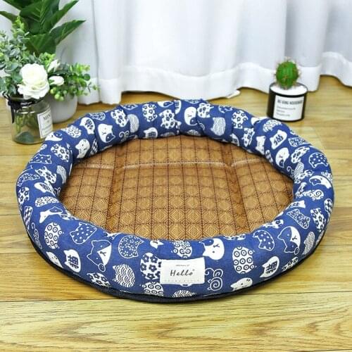 Summer Cooling Mat Dog Bed Pet Cushion Cat Round Nest Kennel Cool Feeling Sleeping Mat For Small Medium Dogs Bed Easy Cleaning