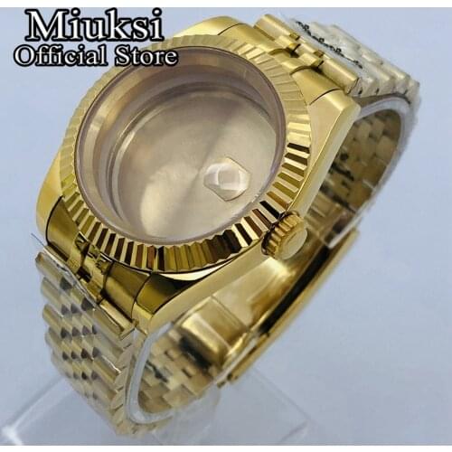Miuksi 40mm gold case sapphire glass date jubilee strap fit NH35 NH36 ETA2836 Miyota 8205 8215 821A Mingzhu DG2813 3804 movement