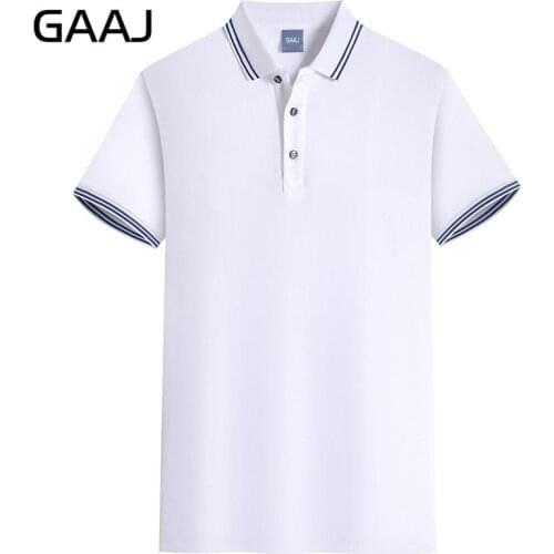 GAAJ Stripe 100% Pure Cotton 220g Mens Polo Shirt Fashion Vintage T-shirt Clothing Shirts Blouses Business Shor Polos For Men