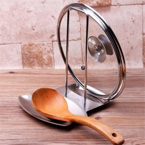 Stainless Steel Pan Pot Lid Rack Stand Sponge Spoon Holder Dish Rack Kitchen Accessories Pot Lid Shelf Storage Rack