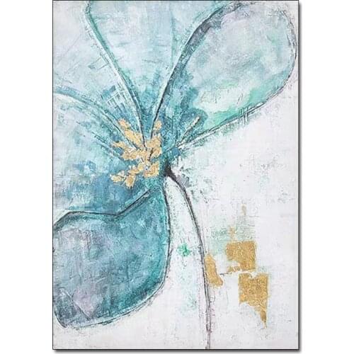 New Arrival Abstract Blue Flower Art Modern Hand-painted Oil Painting On Canvas Wall Artwork Free Shipping For Living Room Decor