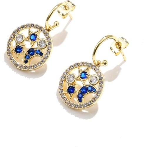 New Arrival Luxury Gold Drop Earrings For Women Jewelry Ladies Shining AAA Zircon Earrings Trendy Bohemian Earrings