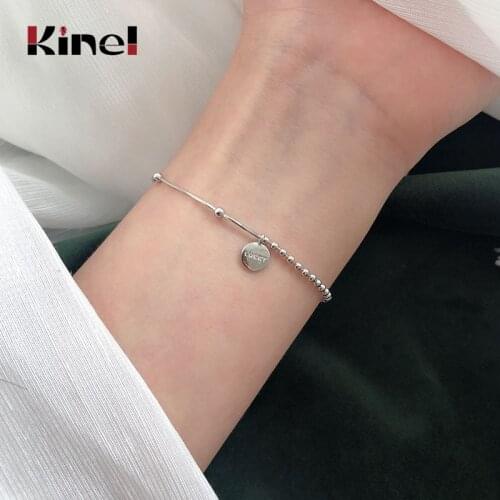 Kinel New Personality Luck Letter Bracelet 925 Sterling Silver Jewelry Not Allergic Korean Minimalist INS Gift Bracelets