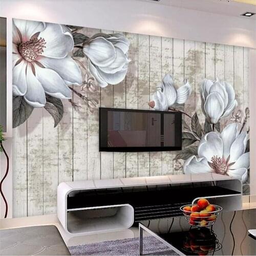 Beibehang Custom wallpaper 3d mural hand-painted white flower board living room bedroom background wall paper 3d papel de parede