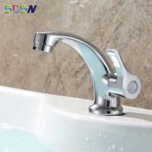 Single Cold Basin Faucet SDSN Electtropating Surface Bathroom Mixer Tap Quality Zinc Alloy Cold Basin Sink Tap Chrome Faucets