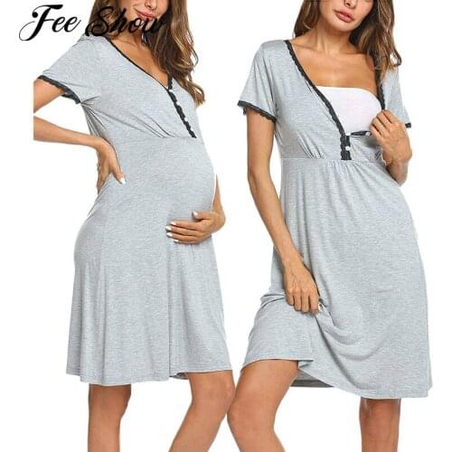 Pregnancy Dress Breastfeeding Casual Clothes Dresses For Pregnant Women Lace Maternity Dresses Plus Size Summer Outer Homewear