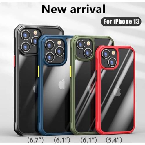 Luxury Shockproof Clear Case For iPhone 13 13 Pro 13 ProMax 13 Mini Hard PC Acrylic Armor Protection Transparent Cover Bumper