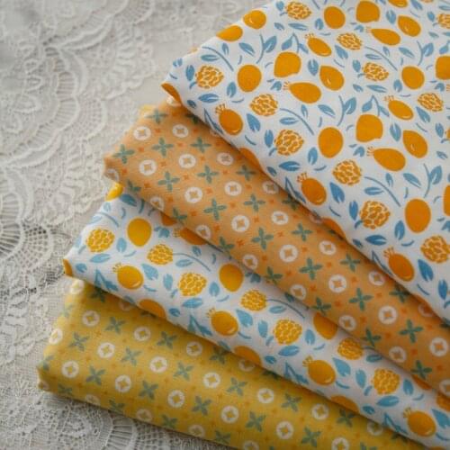 160x50cm Orange Lemon Fruit Grain Twill Cotton Sewing Fabric Making Doll Clothes Shirt Dress Childrens Clothing Apparel Cloth