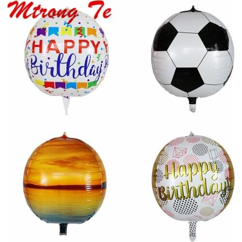 20pcs 4D 22inch Round Aluminum Foil Balloons Print Happy Birthday Letter Helium Party Ballon Supplies Wedding Event Decorations