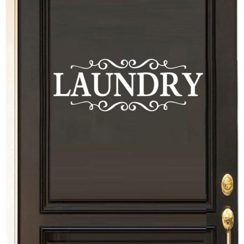 Laundry Decal Door Sticker Laundry With Scrolls Wall Decoration Home Decor Removable Waterproof Wallpaper Poster