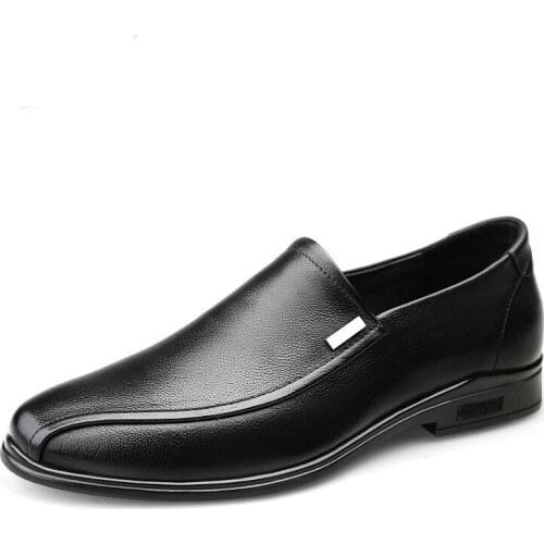 Genuine Leather Formal Wedding Shoes Men Slip on Office Shoes for Men Leather Casual Mens Loafers Classic MenS Dress Shoes