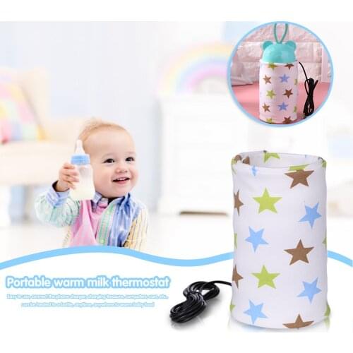 USB Milk Warmer Insulated Bag Portable Travel Cotton Printed Cup Warmer Baby Nursing Bottle Cover Warmer Heater Bag