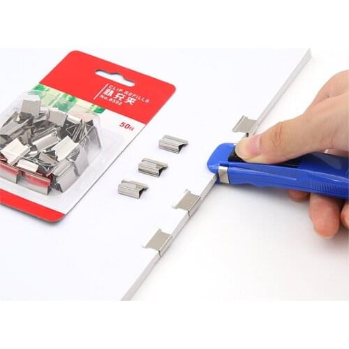 Push Clip Device Portable Handheld Paper Fast Clam Clip Dispenser Metal Refill Clips for School Office Student GDeals