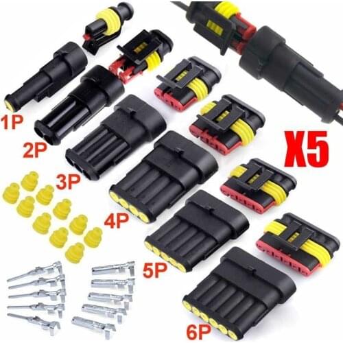 5Sets 1/2/3/4/5/6 pins Way AMP Super seal Waterproof Electrical Wire Connector Plug for car waterproof connector